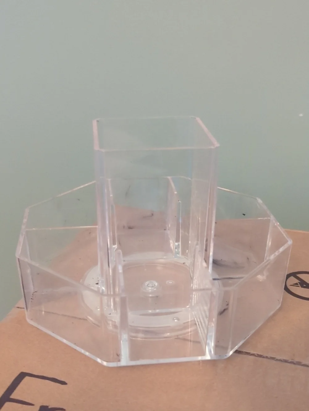 Clear Acrylic Rotating Desk Or Makeup Organizer - Clear